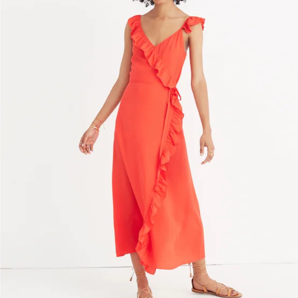 Madewell Ruffled Wrap Maxi Dress in Ripe Persimmon - Size 14 - New with Tags!
